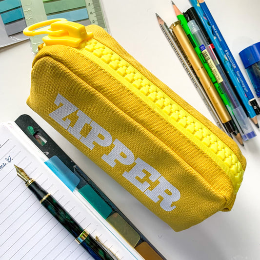 Pencil fabric bag yellow zipper| size- 8X3X3.5 in