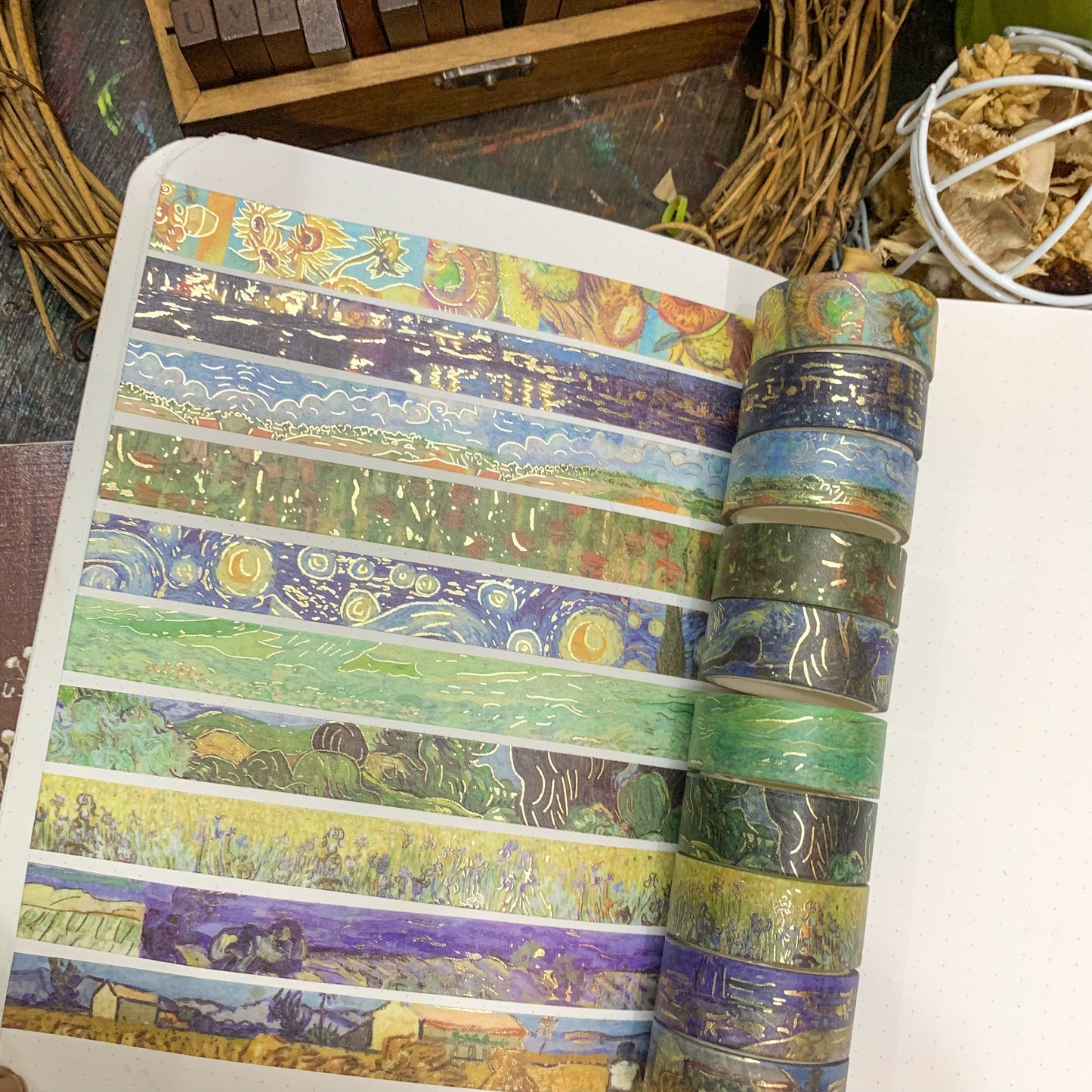Van Gogh Washi Combo of 10 Washi Tapes 15mmx2mtr