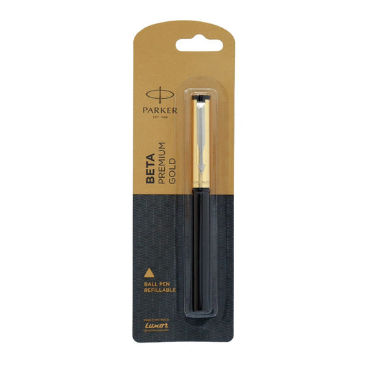 Parker BETA Premium Ball Pen | Gold Color  | Fine Point | Blue Ink | Refillable
