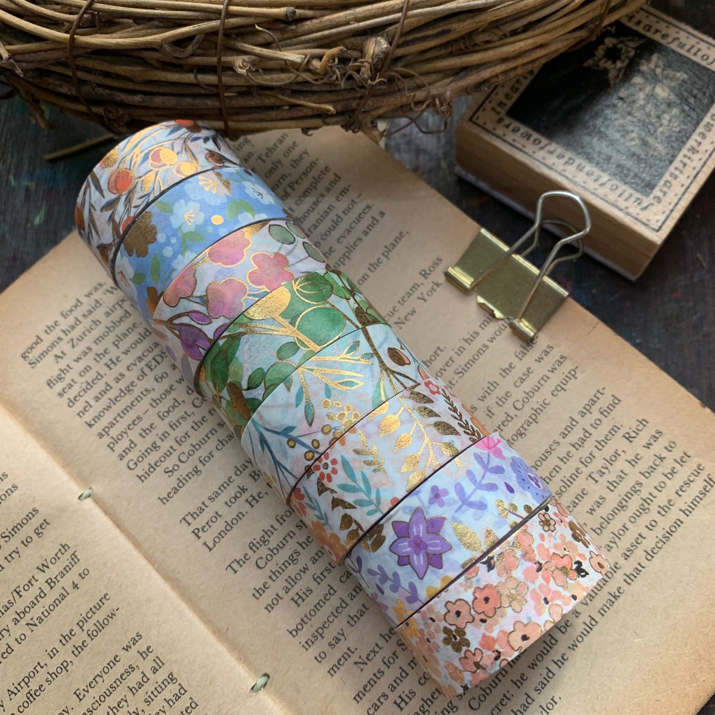 Floral Washi Combo of 8 Washi Tapes 15mmx2mtr