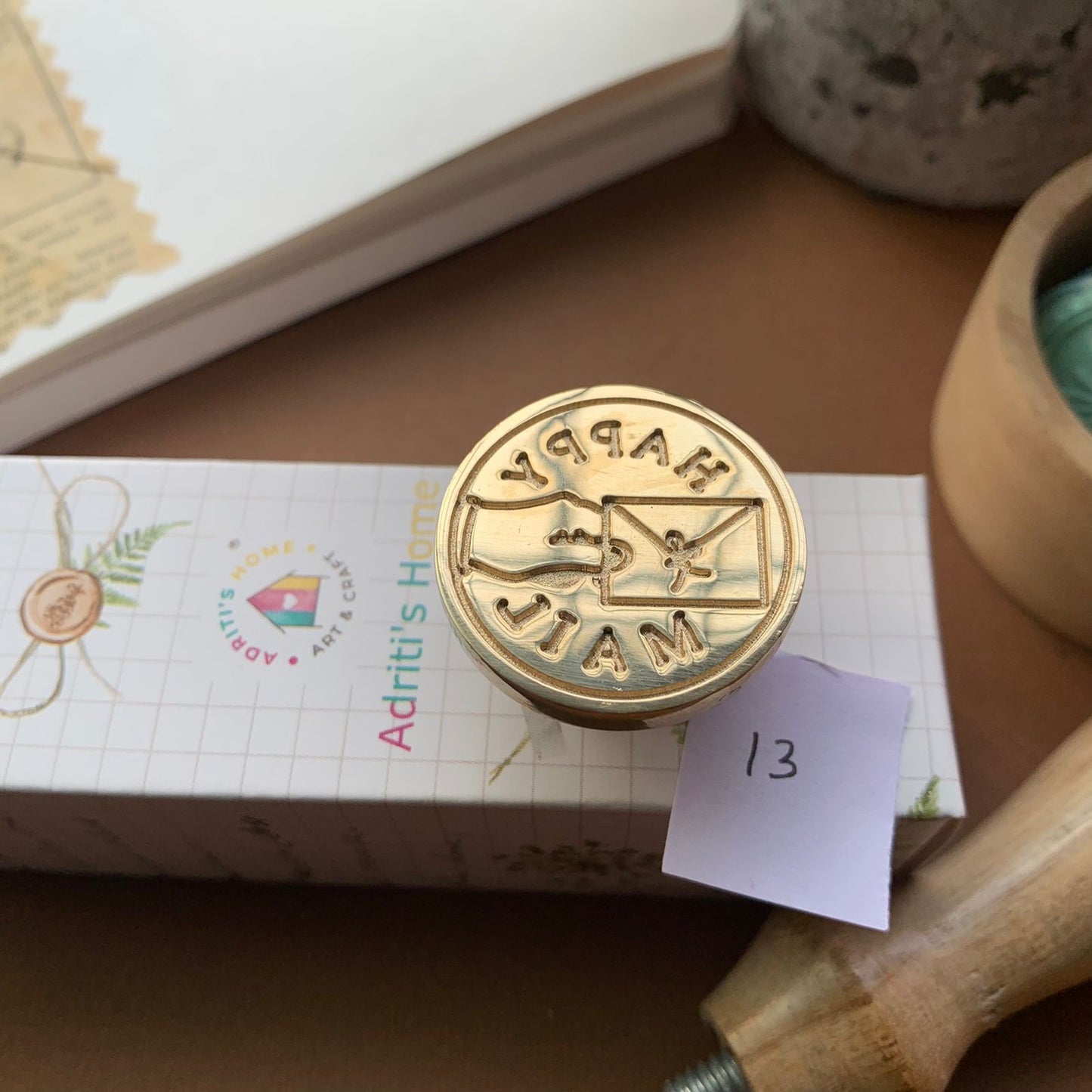AW13 - Premium Seal Wax Stamp with Wooden Handle | 30mm Diameter