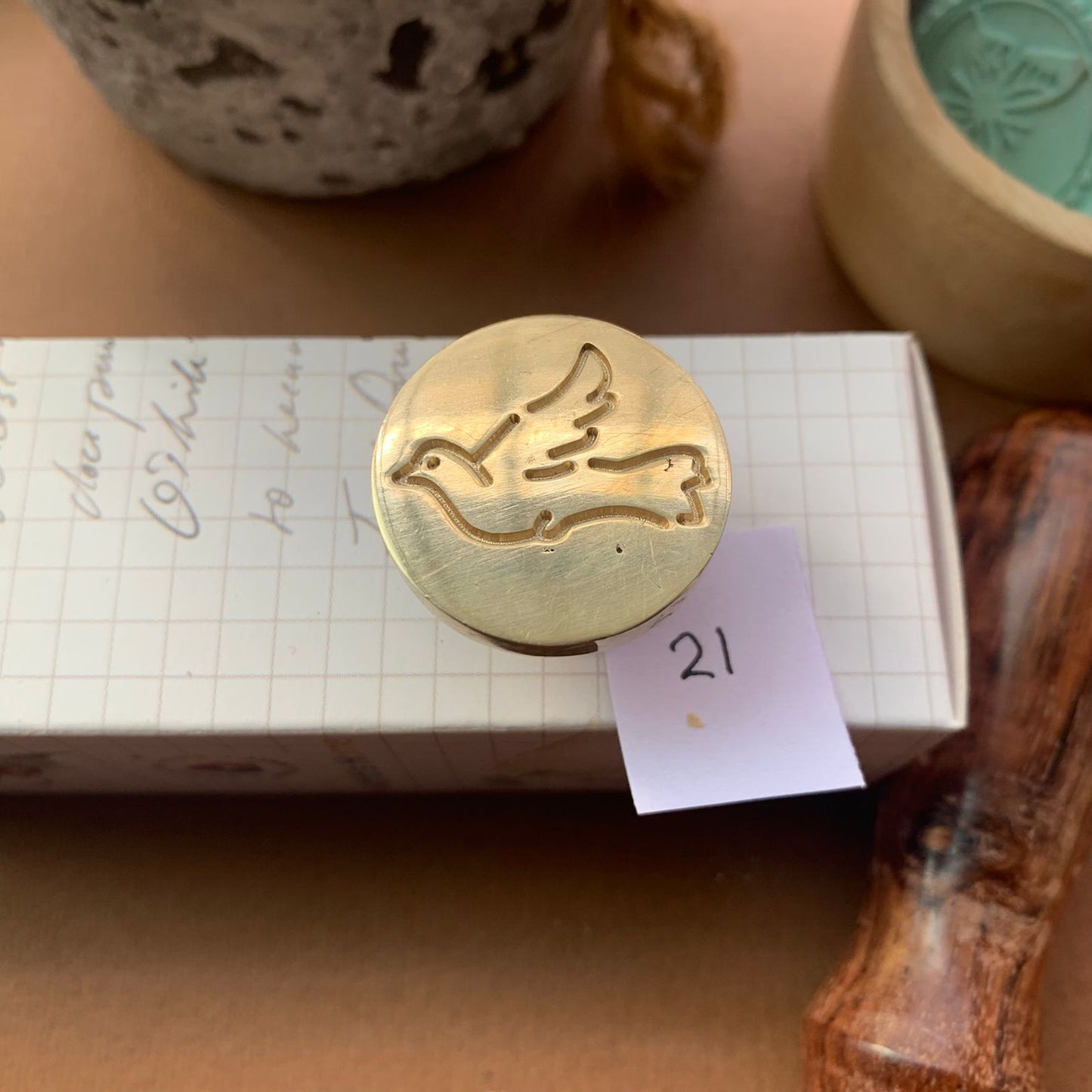 AW21 - Premium Seal Wax Stamp with Wooden Handle | 25mm Diameter
