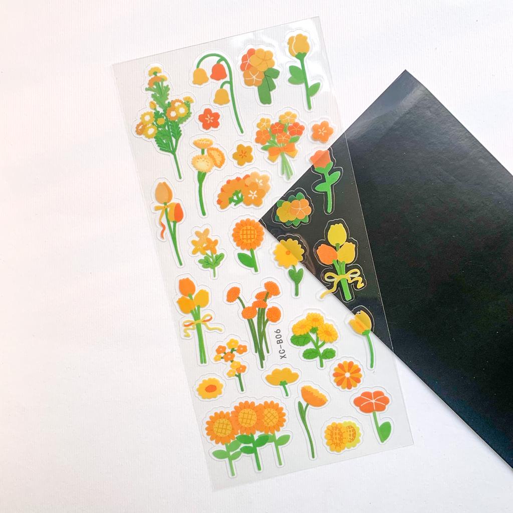 XCB06 - Transparent Floral Pet Stickers