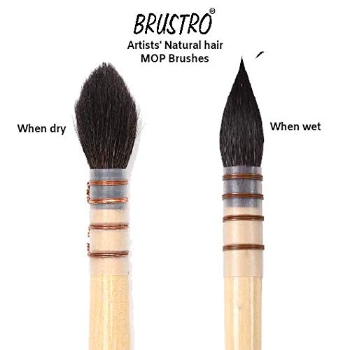 BRUSTRO Artists’ Natural Hair MOP Brush Set of 4 (0, 2, 4, 8)