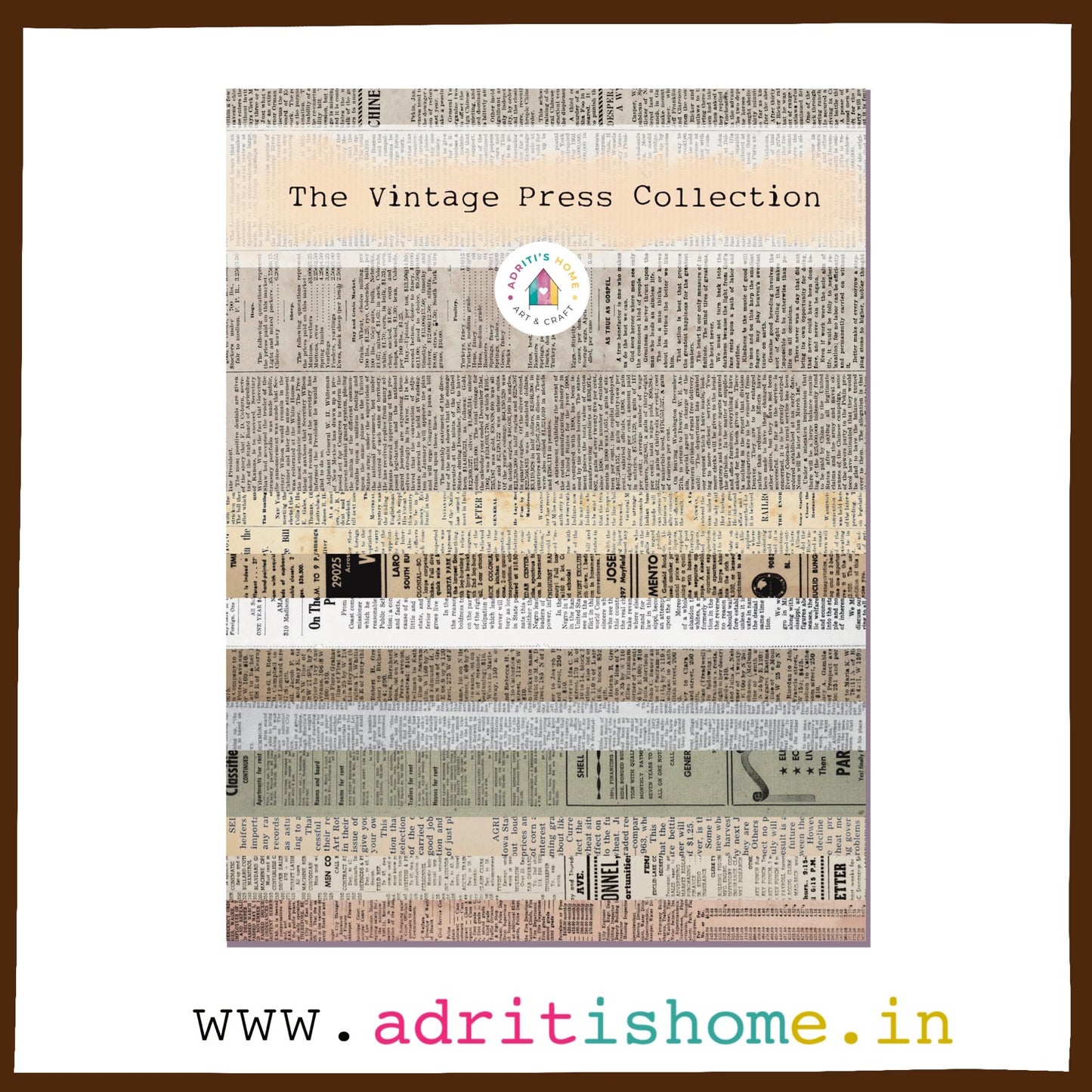 Vintage Press Collection A4 Paper Pack 12 designs 1 Sheet Each