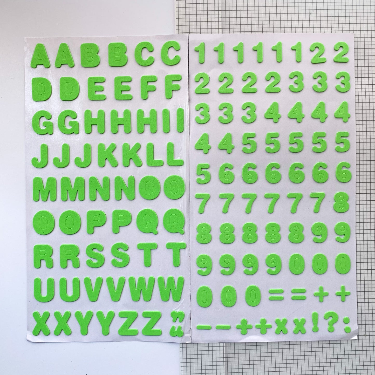 Alphabet and Number Foam Sticker Light Green