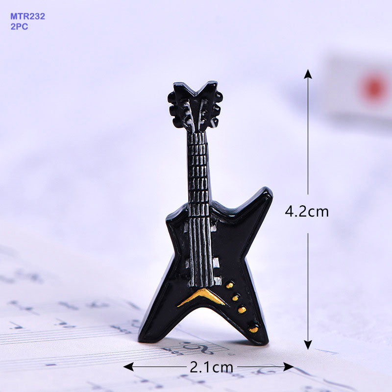 2 Pcs Musical Instrument Guiter Miniature Model MTR232