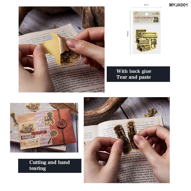 MYJX001 -  Craft Paper Sticker with Gold Foil | 45 Pcs | 15 Design each 3 Pcs