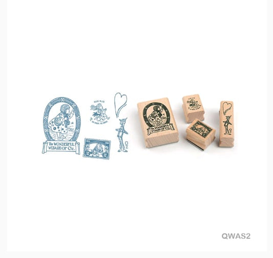 QWAS2 - Antique Wooden Stamp | 4 Pcs