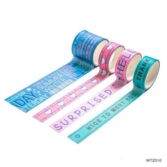 WTZ010 - Washi Tape Set of 4 - 2mtr