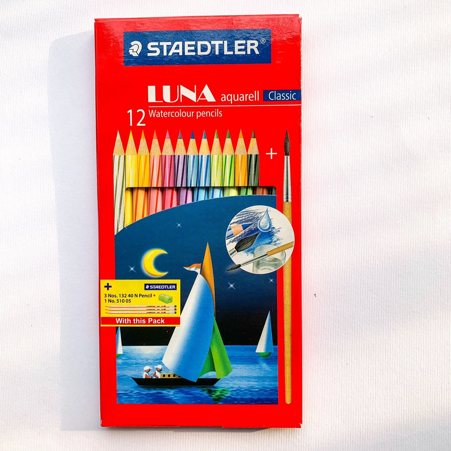 STAEDTLER - 12 Pcs Watercolor Pencil Set with Freebies 3 Pencils + 1 Sharpner