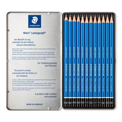 STAEDTLER - Drawing pencil Set of 12 with Metal case | containing 12 drawing pencils in assorted degrees